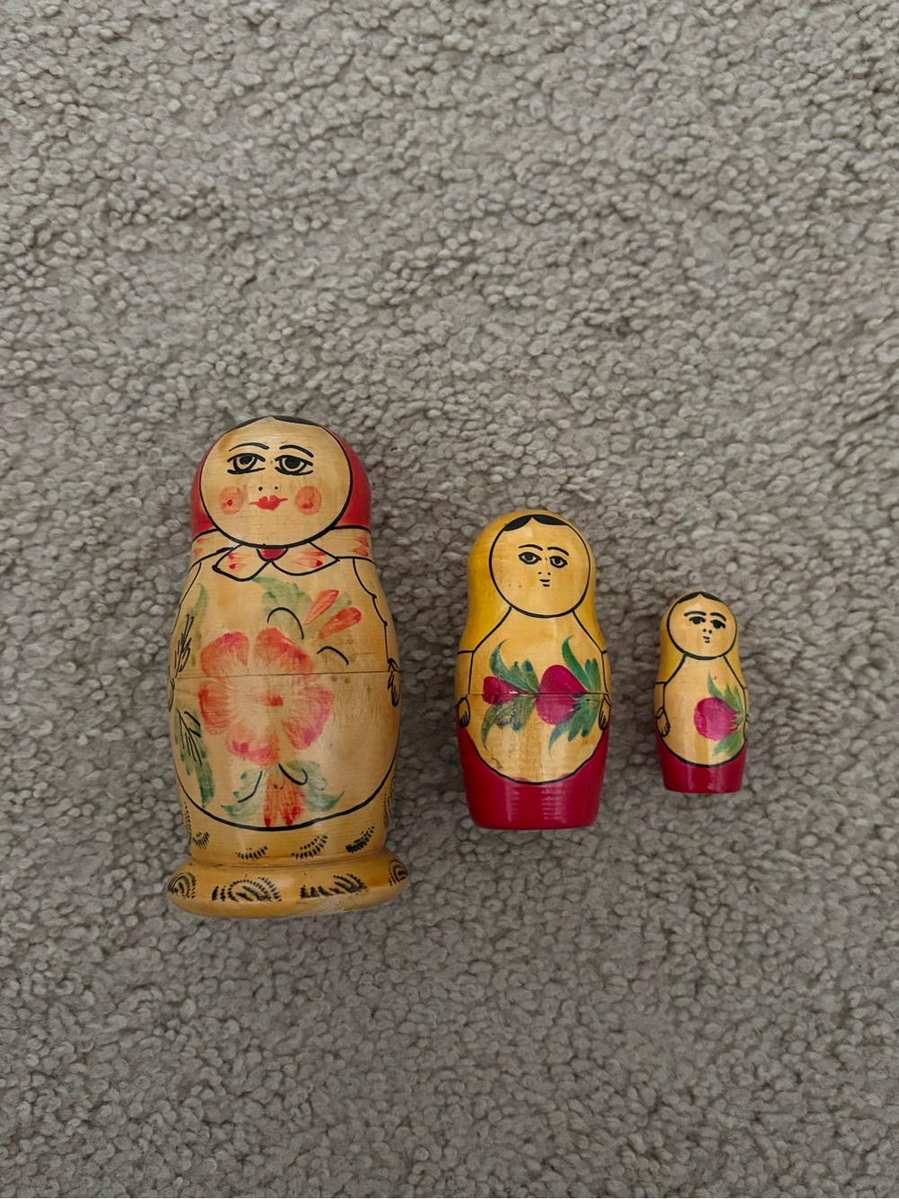 Russian Wooden Nesting Doll Set of 3